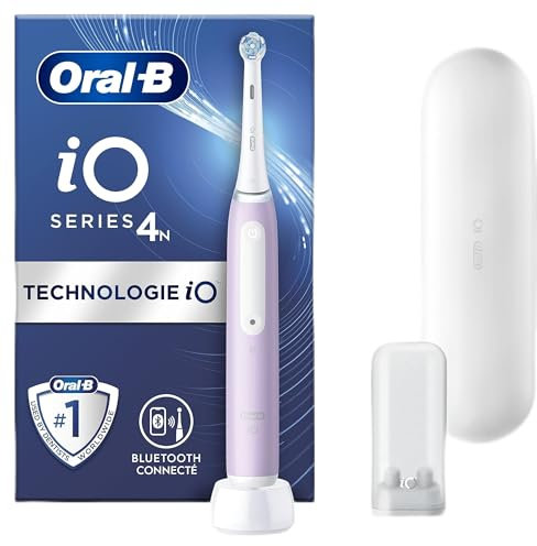 Oral-B iO 4N Cepillo de Dientes Eléctrico con Mango Recargable, 1 Cabezal y Estuche de Viaje, Diseñado por Braun, Regalos Originales para Mujer y Hombre - Lavanda