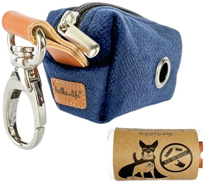 Halter für Hundekotbeutel, Spender für Hundekotbeutel, Erstklassiger, stilvoller, haustierfreundlicher Stoff (Marineblau)