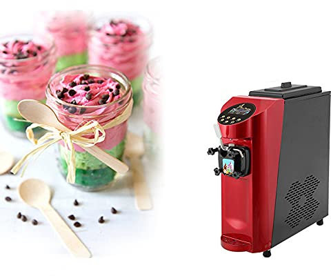 Macchina per Gelato Soft Commerciale 16L/H, gelatiera Automatica da Tavolo da 1000 W, Morbidezza del Gelato Regolabile, CE/FCC/CCC/PSE, Arancione, 68x24x71 cm (Rosso)