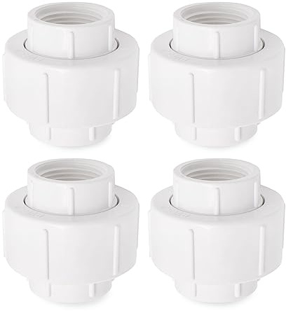 BENLIUDH 3/4 inch PVC Pipe Union Fittings, PVC Connectors Female Thread Coupling (3/4, 4pcs)