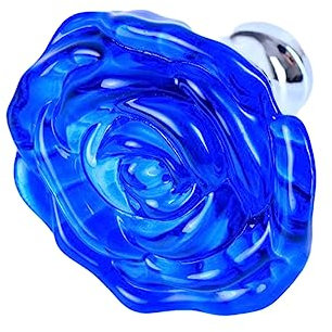 Schrankknöpfe, Schubladengriff, kleine Schubladenknöpfe, 10 Stück, Rosengriff, geschnitzter Kristallgriff, Schublade, Kleiderschrank, Glas, Duschraum, Schrank, Türknauf, Rot, 50 mm ( Color : Blue 50MM