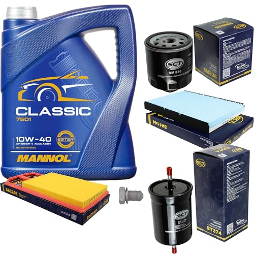 Inspektionspaket Wartungspaket Filterset mit 5 L Motoröl Classic 10W-40, Ölfilter, Luftfilter, Kraftstofffilter, Innenraumfilter, Verschlussschraube