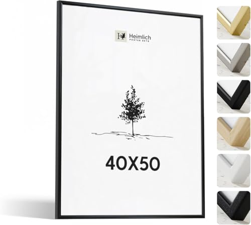 Heimlich® - Cornice - 40x50 cm, Alluminio Metallo, Nero - Piccola Cornice Collage Fai da Te Cornice con copertura in foglio di plastica - Solo espositore da parete
