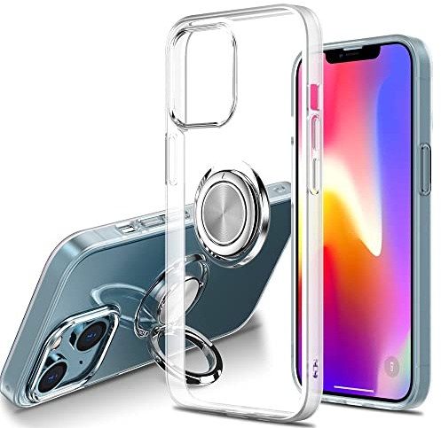 Dqtaoply for iPhone 15 Case, Clear with 360° Ring Stand TPU Silicone Bumper Soft Case Magnetic Car Mount Phone Cover for iPhone 15 Clear