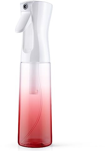 URAQT Bouteille de Vaporisateur pour Cheveux, 300ml Vaporisateur Rechargeable Visage Coiffeur, Bouteille Mist Spray Vide Réutilisable, Pour Salon, Jardinage et Soins de la Peau, Transparent + Rouge