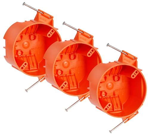 CLOUDY BAY Round Electrical Box,New Work Junction Box,Ceiling Box,20 Cubic Inches,PVC with Nails,3 Pack