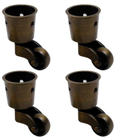 Pastlla Möbelrollen im Vintage-Stil, Durchmesser der runden Tasse, Antik-Zink-Legierung, für Stuhl, Tisch, Regal, Möbelbein (3,8 cm Außendurchmesser, Bronze), 4 Stück