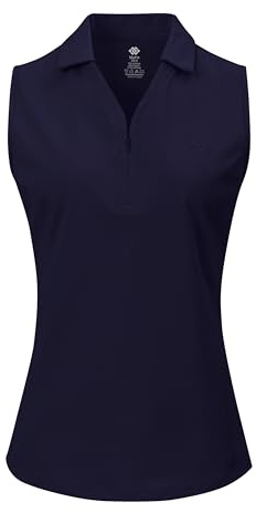 AjezMax Mujer Polo sin Manga Deportes Tenis Golf Poloshirt con Botón Verano Correr Camiseta Trabajo Transpirable Yoga Tops