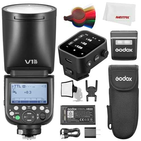 Godox V1 PRO V1 PRO N TTL Li-Ionen Rundkopf Kamera Blitz für Nikon 76Ws HSS 1/8000s, mit Godox X3N TTL Wireless Flash Trigger für Nikon Kameras