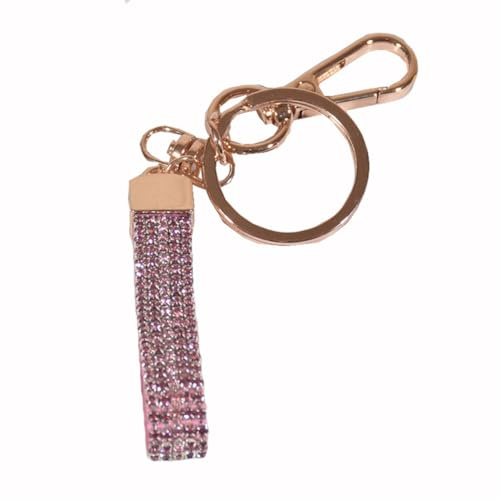 Rockreyoa Kristall Schlüsselanhänger Autoschlüsselanhänger mit Glitzer Strass Bling Bling Schlüsselbund Schlüsselring für Tasche Geldbörse Auto Geschenk Autoschlüssel-Dekoration Rosa