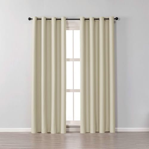 Bishilin Vorhänge Verdunkelnd Beige 102x160CM, Gardinen Blickdicht 2er Set mit Ösen Modern Einfarbig Verdunklungsvorhänge Wohnzimmer Jugendzimmer Kinderzimmer