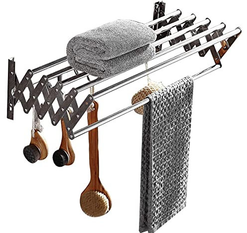 LONGSAI Wäscheständer aus Edelstahl für die Wandmontage im Schlafzimmer, aus rostfreiem und platzsparendem Material, schöne Landschaft