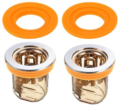 QUARKZMAN Piso Drenaje Antiolor Núcleo, Ducha Piso Drenaje Reflujo Preventor Alcantarillado Núcleo Cabello Receptor para 32-50mm/1.3-2 Tuberías en Baño Cocina Balcón, Naranja 2 Juegos