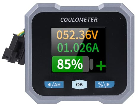 Batteriemonitor mit Shunt, 1,8-Zoll-LCD-Display, Bluetooth-Voltmeter, Amperemeter, Spannungsstrommesser für 10–100 V, 50 A Säure, Lifepo4 und Lithiumbatterie, Wohnmobil, Motorrad
