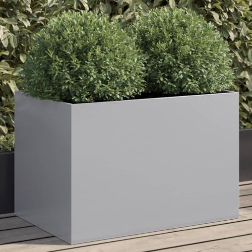 qohoio Jardinière argenté 62x40x39 cm Acier galvanisé Jardiniere sur Pieds,Bac avec Treillis,Jardiniere Terrasse