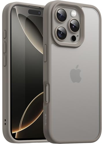 JETech Matte Hülle für iPhone 16 Pro, Titan Natur | Robuster Schutz, Matte Rückseite, Anti-Fingerabdruck, Stoßfestes Design