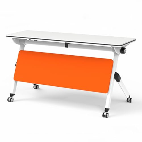 YVYKFZD Klappbarer Besprechungstisch, rechteckiger Konferenztisch, mobiler Schreibtisch Klapptisch mit Rollen und Schallwand, rollbarer Meetingtisch Mehrzwecktisch(6PCS,62.9x15.7x29.5)