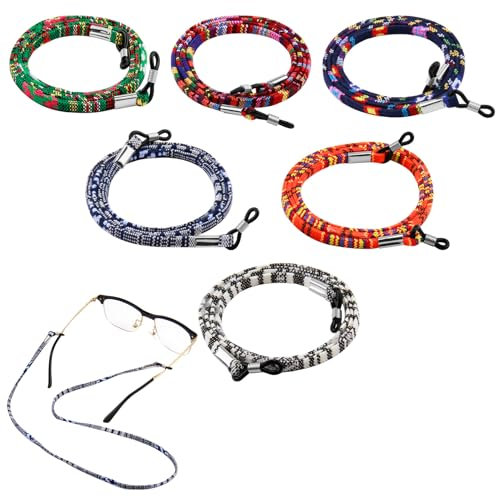ZoeWei Brillenband, 6 Stück Geflochtenes Brillenkette Brillenbänder Bunt Brillenband Damen Brillenkordel Brillenband Im Boho-Stil Brillenhalter für Sonnenbrillen Lesebrillen