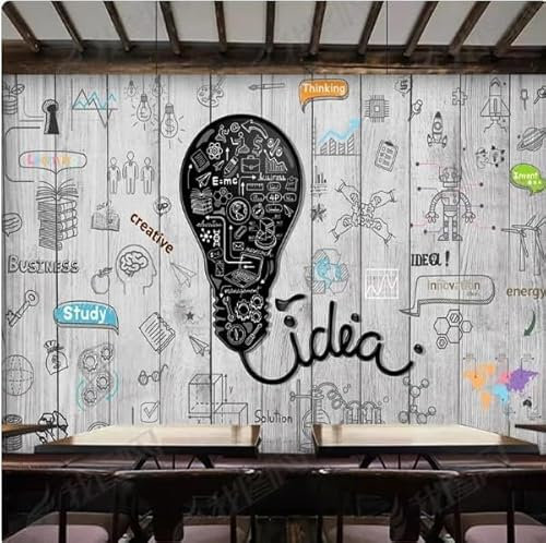 Tzxztt Black Bulb Wood Grain Modern 3D Wallpaper Embossed Silk Neutral Tones Material Ideal for Living Room Bedroom-250cm×170cm
