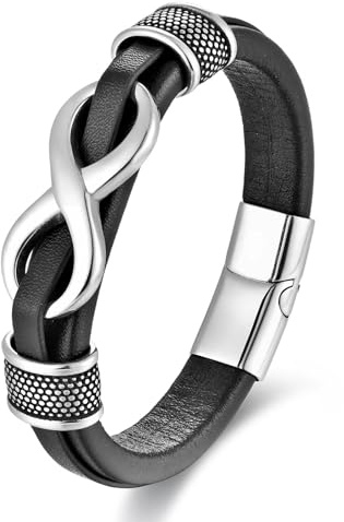 JSNOM Armband Herren Lederarmband Geschenke: Geflochten Leder Weihnachten Vatertag Valentinstag Geburtstagsgeschenk Liebesgeschenke Schmuck Geschenk Armbänder für Männer