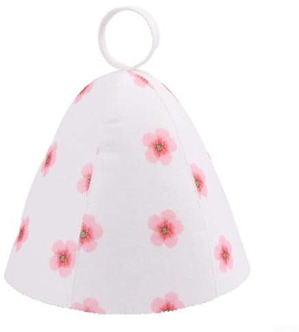 Besttoolifes Sauna Mommy Hat, 100% Organic Wool Felt Sauna Cap, Hat Sauna Hair Protector, Sauna Accessories Embroidered Hat, Sauna Accessory, Russian Sauna Hat, Sauna Gifts(Pink Flowers)