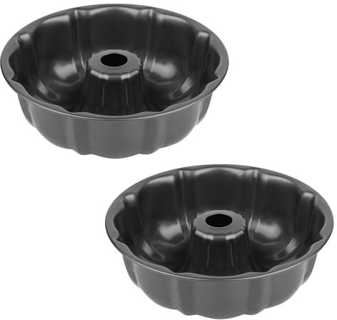 Novery 2PCS 9.5 Non-Stick Carbon Steel Fluted Tube Cake Pans