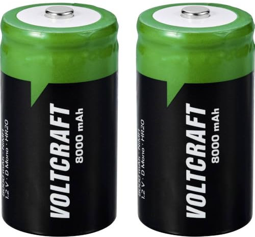 VOLTCRAFT VC-16026035 Batteria ricaricabile Torcia (D) NiMH 8000 mAh 1.2 V 2 pz.