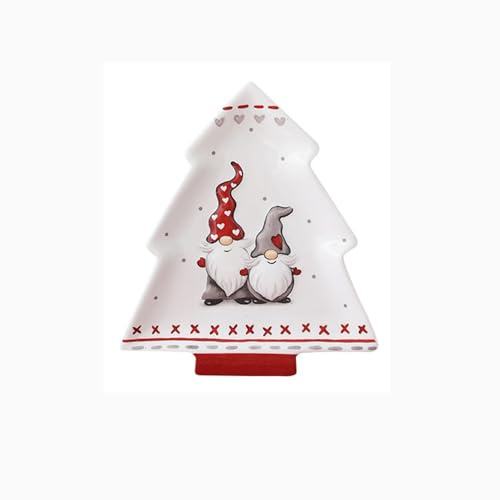 Weihnachtsmann Keramik Kaffeetasse Lagerung Und Dekorative Platte Teekanne Tasse Gewürzglas Löffelhalter Versiegelt Gericht Butter Baumförmig (Baumförmiger Teller - klein)
