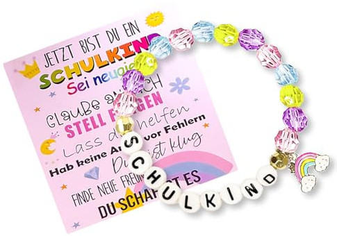 BOOSHMall Geschenk Einschulung Mädchen, Ärmbänder 2025 Schulkind mit Anhänger Schultüte Füllung Schulanfang Geschenk mit Grußkarte Geschenkbox