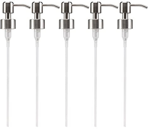 Sirxlevcy 5Pcs Stainless Steel Soap Pump Replacement 28 Teeth Metal Bottle Nozzles Lotion Dispenser Head