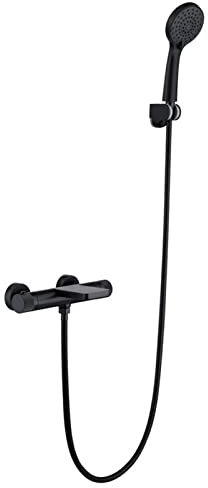 Bath Faucet Thermostat with Shower Faucet Wall Mounted Brass Mixer Faucet Bathtub Thermostat, Black