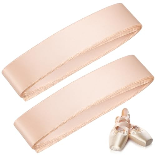 Gatuida 2pcs Satin Pointe Shoe Ribbons for Soft and Durable Ballet Shoe Straps, Easy to Sew Satin Dance Ribbons for Ballet Slippers and Dance Performances, Pink