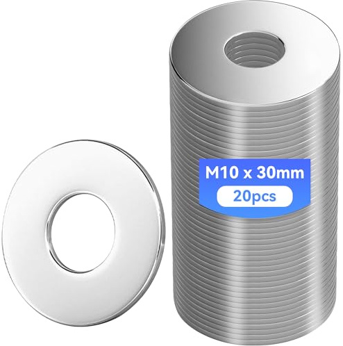 XiaoLidm 20 Stück Unterlegscheiben M10 X 30 mm Edelstahl A2-70 304 | Beilagscheiben, Karosseriescheibe, Rostfreie Flat Washers U-Scheiben