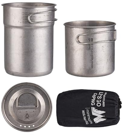Set de casseroles de Camping - Ustensiles de cuisine en acier inoxydable,2 Pièces Casseroles Portables avec Poignée pour Voyage Randonnée Camping Car Pique-nique