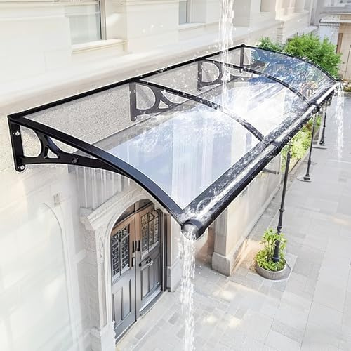 Ddasam Pensilina Espandibile con Grondaia Grande, 45-250 cm, Tenda da Sole per Porta Esterna, Montaggio Silenzioso e Rapido, per Patio, Balcone, Esterni（80x140cm）