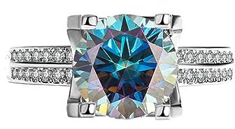 3kt Moissanite Bröllopsringar for kvinnor D Färg VVS1 925 Sterling Silver Diamantringar Röd/Grön/Rosa Förlovningsringar med certifikat(Multicolour,8)