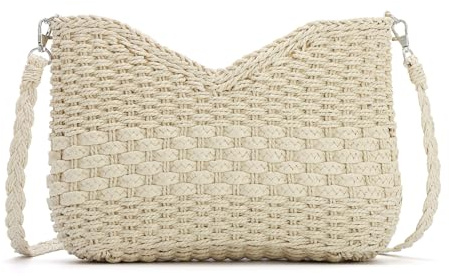 LHHMZ Women Handmade Straw Hobo Shoulder Bag, Summer Beach Bag, Woven Pocketbooks Handbag, Summer Travel Beach Handbags