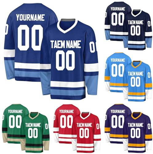 Custom Hockey Jerseys, Blank Jerseys that Can Be Customized with Team/Number/Personal Name, Personalization Hockey Jerseys for Men, Women, Teenagers and Children