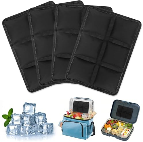 LQTSLFM Acumuladores de Frio, 4 Piezas Placas Hielo Nevera Portatil, Bolsas de Hielo Reutilizables, Placas Hielos Gel Nevera, Acumulador de Frío para Loncheras, para Viajes Escuela Picnic Camping