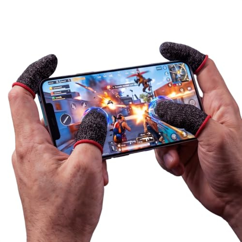 ProFPS Anti-Rutsch Fingerkuppenschutz Mobile Gaming 4 Stück | Für iOS, Android & Tablets, atmungsaktiv, flexibel, präzise Touchscreen-Steuerung
