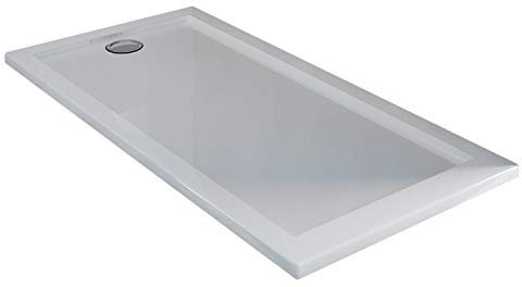 Idralite Plato de Ducha 80x140x4cm Rectangular Acrílico Borde Realzado Blanco Brillante Mod. Flower