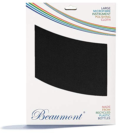 Beaumont Symphonic Black Musical Polishing & Cleaning Patterned Instruments Trumpet Clarinet Sax Flute Recycled Microfibre Cleaning Cloth Brass Silver 40 x 30 cm (BFC4030-SB)