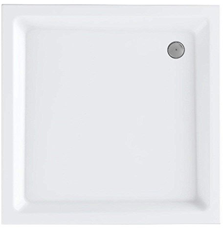 VBChome Acryl-Duschwanne 100x100x14 cm Duschtasse Competia rechteckig für Duschkabine Styroporträger extra flach Sanitär-Acryl Duschbecken stabil weiß+ Siphon