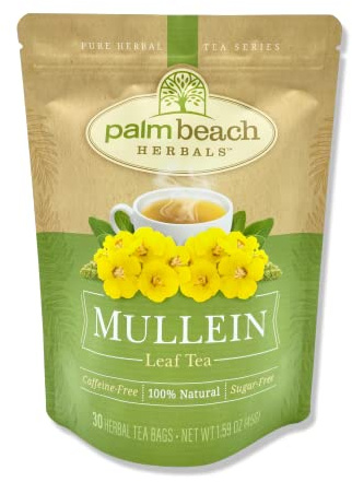 Palm Beach Medicinal Herbs Mullein Leaf Tea - Mullein Leaves for Respiratory and Wellness Support - Caffeine Free - Sugar Free - 30 Herbal Tea Bags