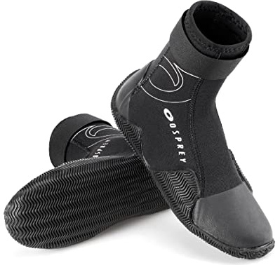 Osprey Kids Wetsuit Boots | 3mm Neoprene Boot for Watersports with Reinforced Toe and Heel, Multiple Sizes, Black
