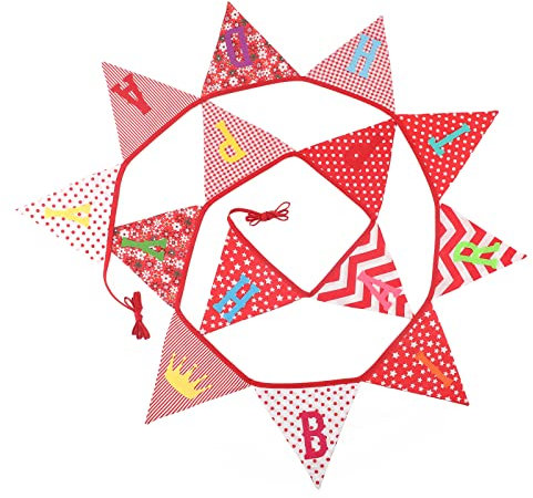 G2PLUS 3.3M Banderines HAPPY BIRTHDAY Banner,Guirnalda Banderas,Banderines Tela Banner de Arpillera,para Dormitorio,Fiestas de Cumpleaños Decoración