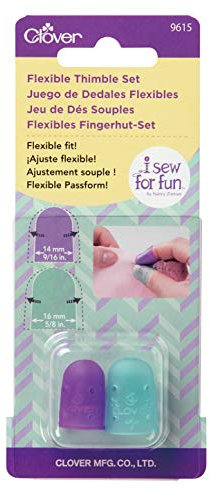 Clover 89709 Thimble Set-2/Pkg I Sew for Fun Flexibles Fingerhut-Set, 2 Stück, Gummi, Metall, Mehrfarbig