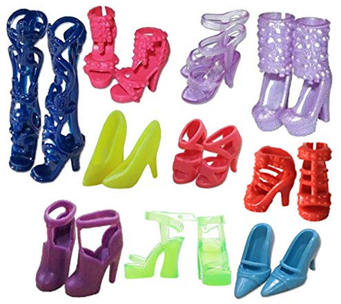 GIVBRO Lot de 10 paires de chaussures de poupées miniatures à talons hauts pour filles et femmes Couleur aléatoire