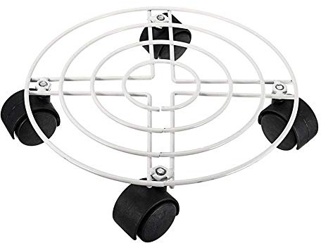 Pianta Caddy Vaso di Fiori Supporto con Ruote, DOTBUY Sottovaso Metallo con Ruote Piante Porta Vaso da Giardino Transporter (30cm,White)