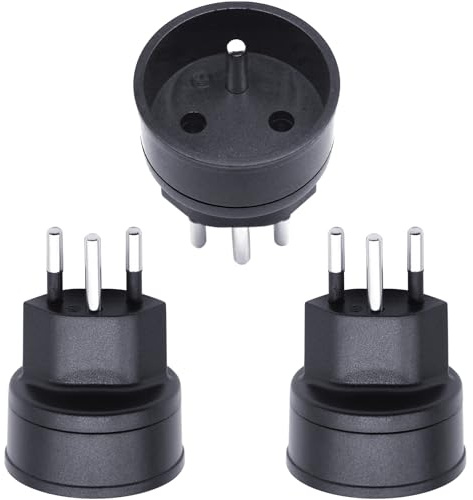 EU auf Schweiz/Liechtenstein Adapterstecker, 2-poliger DE/FR/IT/ES Stecker auf Schweizer 3-polige Steckdose für Frankreich/Deutschland Besucher (3 Stück Schwarz)